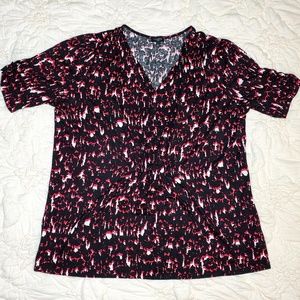 Talbots Rayon Black Patterned Knit Top